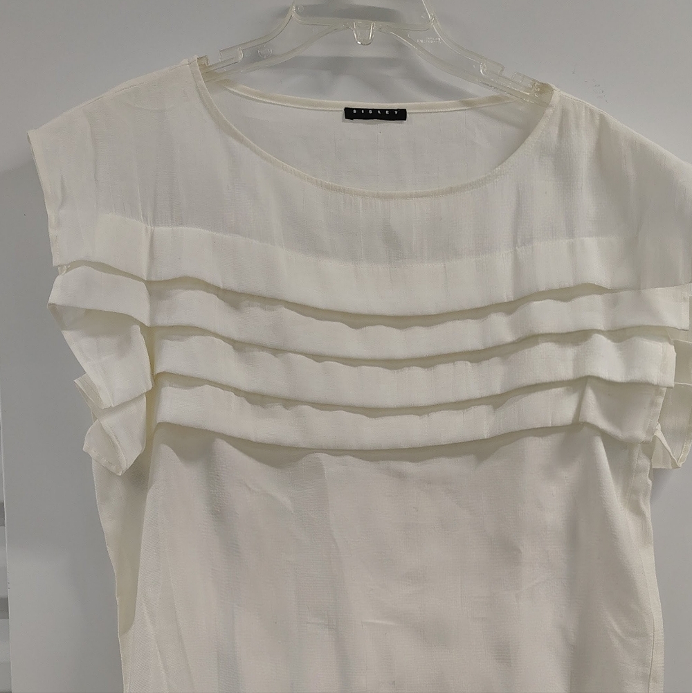 Sisley Ivory Pleats Shutter Euro Boxy Top M
